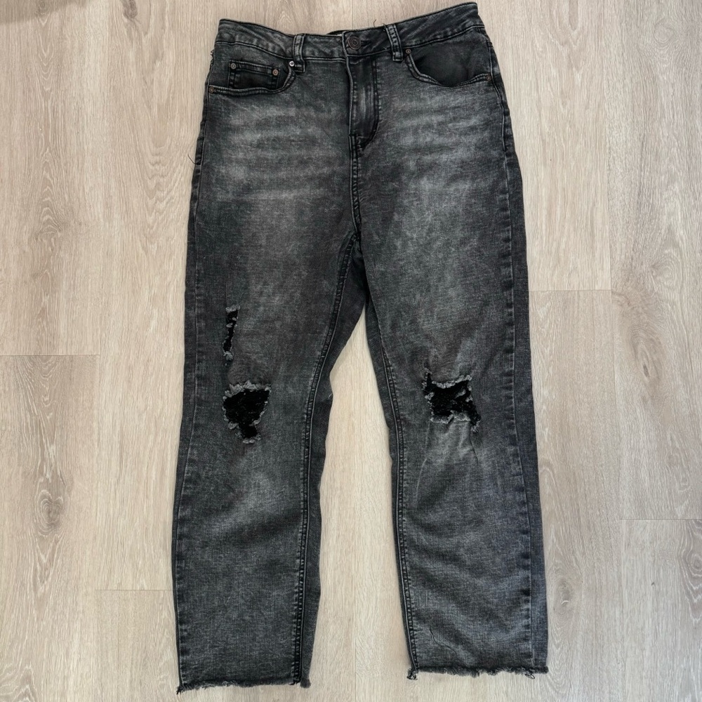 indigo rein light black grey acid wash denim distressed ripped jeans pants